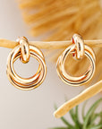 Gold Circles Stud Earrings