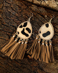 Boho Leopard Tasseled Hook Earrings