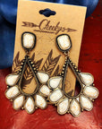 White Turquoise Inlay Cut Out Western Dangle Earrings