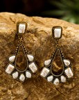White Turquoise Inlay Cut Out Western Dangle Earrings