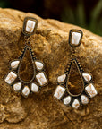 White Turquoise Inlay Cut Out Western Dangle Earrings