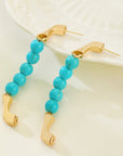 Gold Turquoise Bead Plated Alloy Hook Earrings