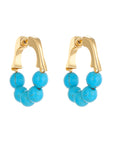 Gold Turquoise Bead Plated Alloy Hook Earrings