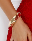Gold Asymmetric Plated Alloy Bangle Bracelet