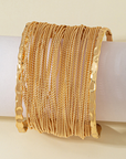 Gold Plated Chain Linked Wide Open Cuff Bracelet