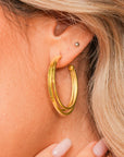 Gold Minimalist Triple Hoop Earrings