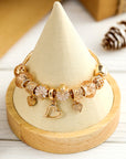 Gold Flower Heart Charm Plated Alloy Bracelet