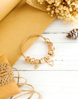 Gold Flower Heart Charm Plated Alloy Bracelet