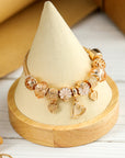 Gold Flower Heart Charm Plated Alloy Bracelet