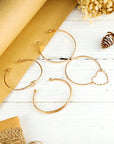 Gold Heart Knot Plated Multi Layer Open Cuff Bracelet Set