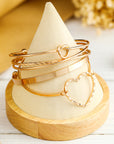 Gold Heart Knot Plated Multi Layer Open Cuff Bracelet Set