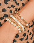 Gold Cross Pearls Decor Multi Layer Bracelets