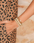 Gold Cross Pearls Decor Multi Layer Bracelets