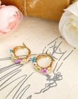 Gold Beaded Flower Hoop Earrings