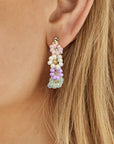 Gold Beaded Flower Hoop Earrings