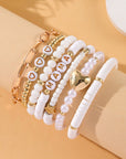 White MAMA Heart Pearl Layer Bracelet