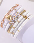 White MAMA Heart Pearl Layer Bracelet