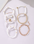 White MAMA Heart Pearl Layer Bracelet