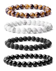 Black Retro Beaded Crystal 4pcs Bracelet Set