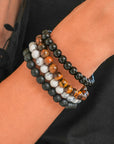 Black Retro Beaded Crystal 4pcs Bracelet Set