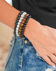 Black Retro Beaded Crystal 4pcs Bracelet Set
