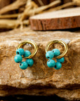 Turquoise Flower Shape Hoop Earrings