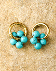 Turquoise Flower Shape Hoop Earrings