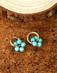 Turquoise Flower Shape Hoop Earrings