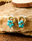 Turquoise Flower Shape Hoop Earrings