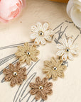 Crochet Flowers Stud Dangle Earrings