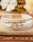 White Ring Beads Hand-woven Buckle Bracelet