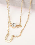 Gold Horseshoe Layered Chopped Necklace