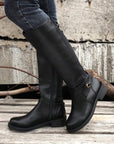 Josie Zipper Knee High Low Heel Boots