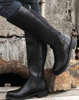 Josie Zipper Knee High Low Heel Boots
