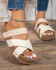 Braided Detail Criss Cross Platform Slippers