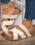Braided Detail Criss Cross Platform Slippers