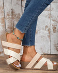 Braided Detail Criss Cross Platform Slippers