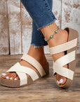 Braided Detail Criss Cross Platform Slippers