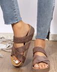 Braided Detail Criss Cross Platform Slippers