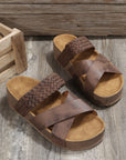 Braided Detail Criss Cross Platform Slippers