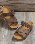 Braided Detail Criss Cross Platform Slippers