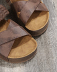 Braided Detail Criss Cross Platform Slippers