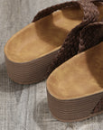 Braided Detail Criss Cross Platform Slippers