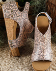 Vintage Floral Hollowed Platform Sandals