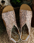 Vintage Floral Hollowed Platform Sandals