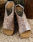 Vintage Floral Hollowed Platform Sandals