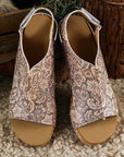 Vintage Floral Hollowed Platform Sandals