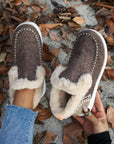 Anna Suede Stitching Plush Lined Anklet Boots