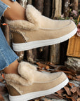Anna Suede Stitching Plush Lined Anklet Boots
