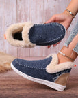 Anna Suede Stitching Plush Lined Anklet Boots